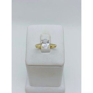 10k solid gold ring Solitaire engagement oval shape size 6.5
